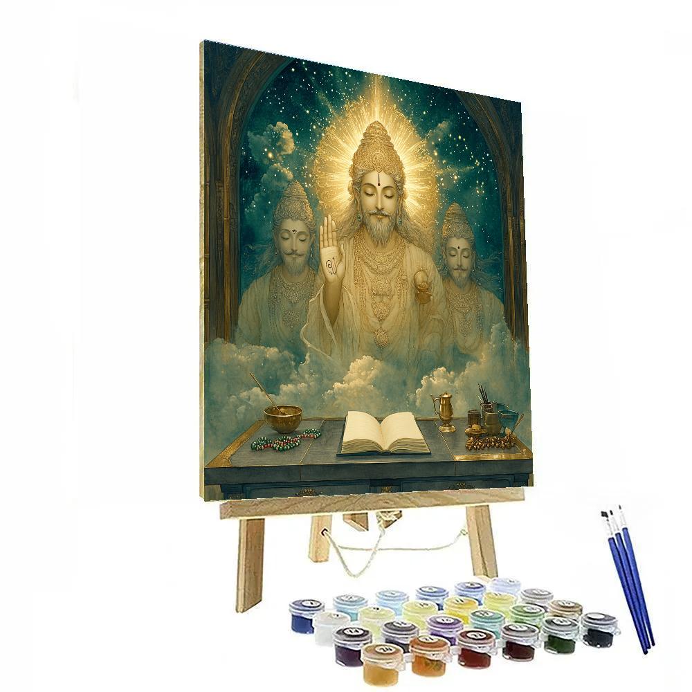 Scholar Desk With Brahma Manuscript Glow paint by number