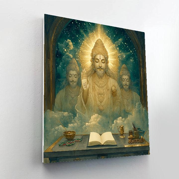 Scholar Desk With Brahma Manuscript Glow paint by number