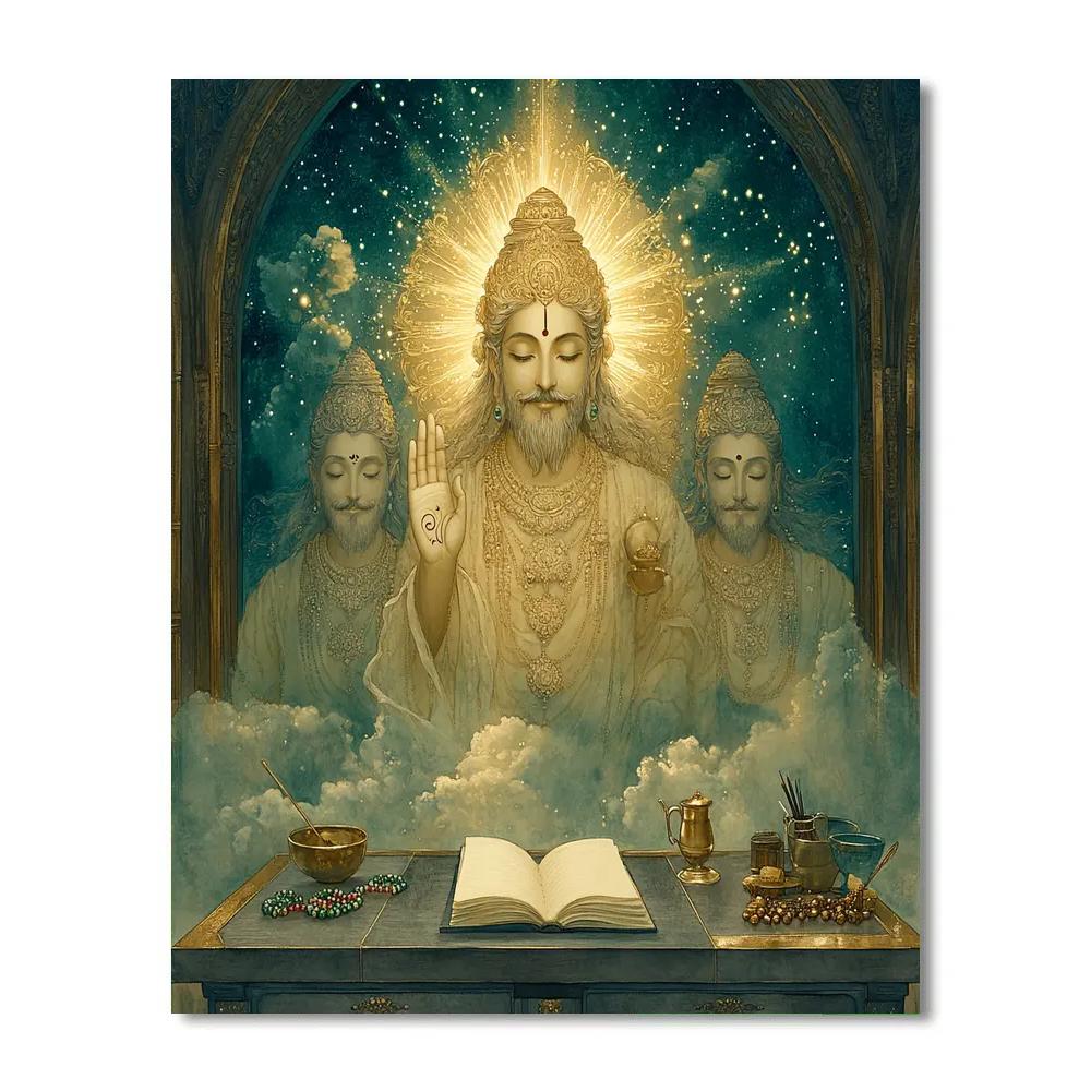 Scholar Desk With Brahma Manuscript Glow paint by number