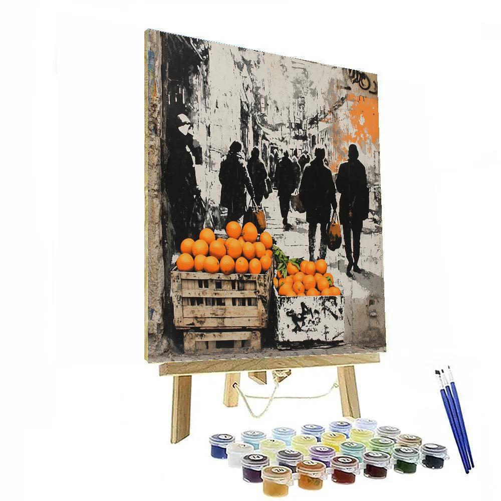 Banksy Inspired Street Market Stencil Scene Painting by numbers kit