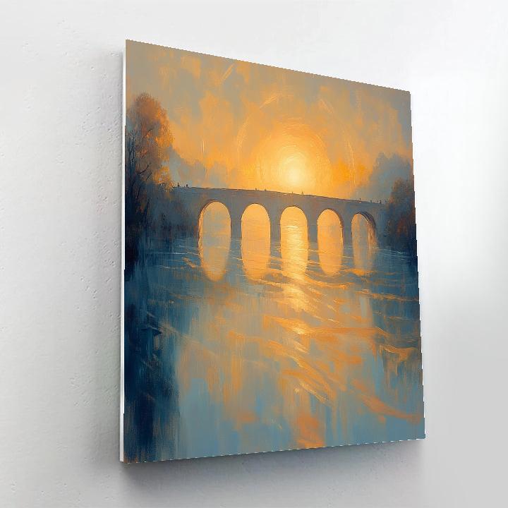 JMW Turner Inspired Sunrise Over River Bridge Paint by numbers art