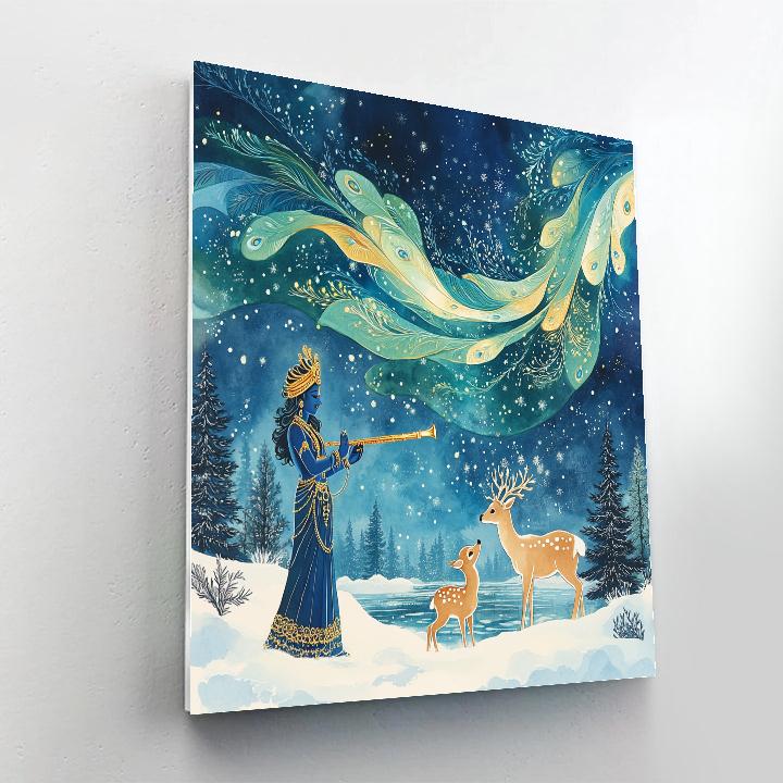 Krishna And The Aurora Flute Lesson Numbered painting kits