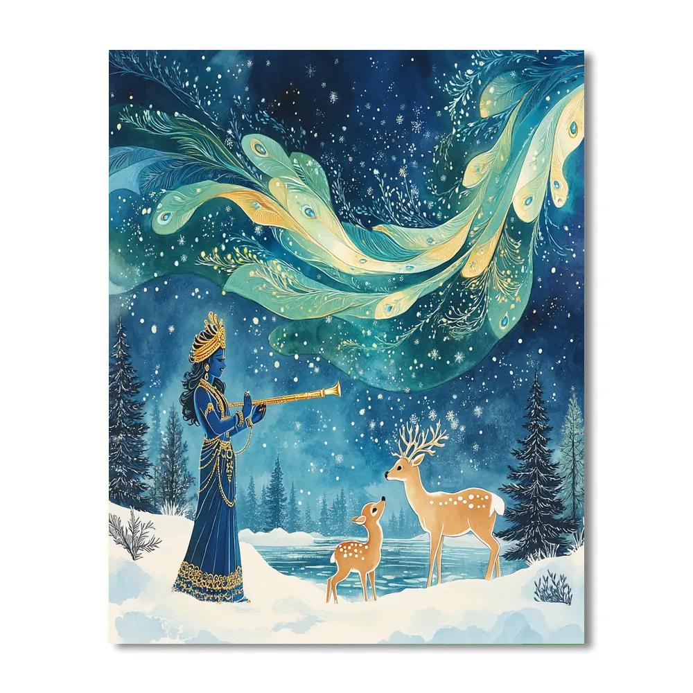 Krishna And The Aurora Flute Lesson Numbered painting kits