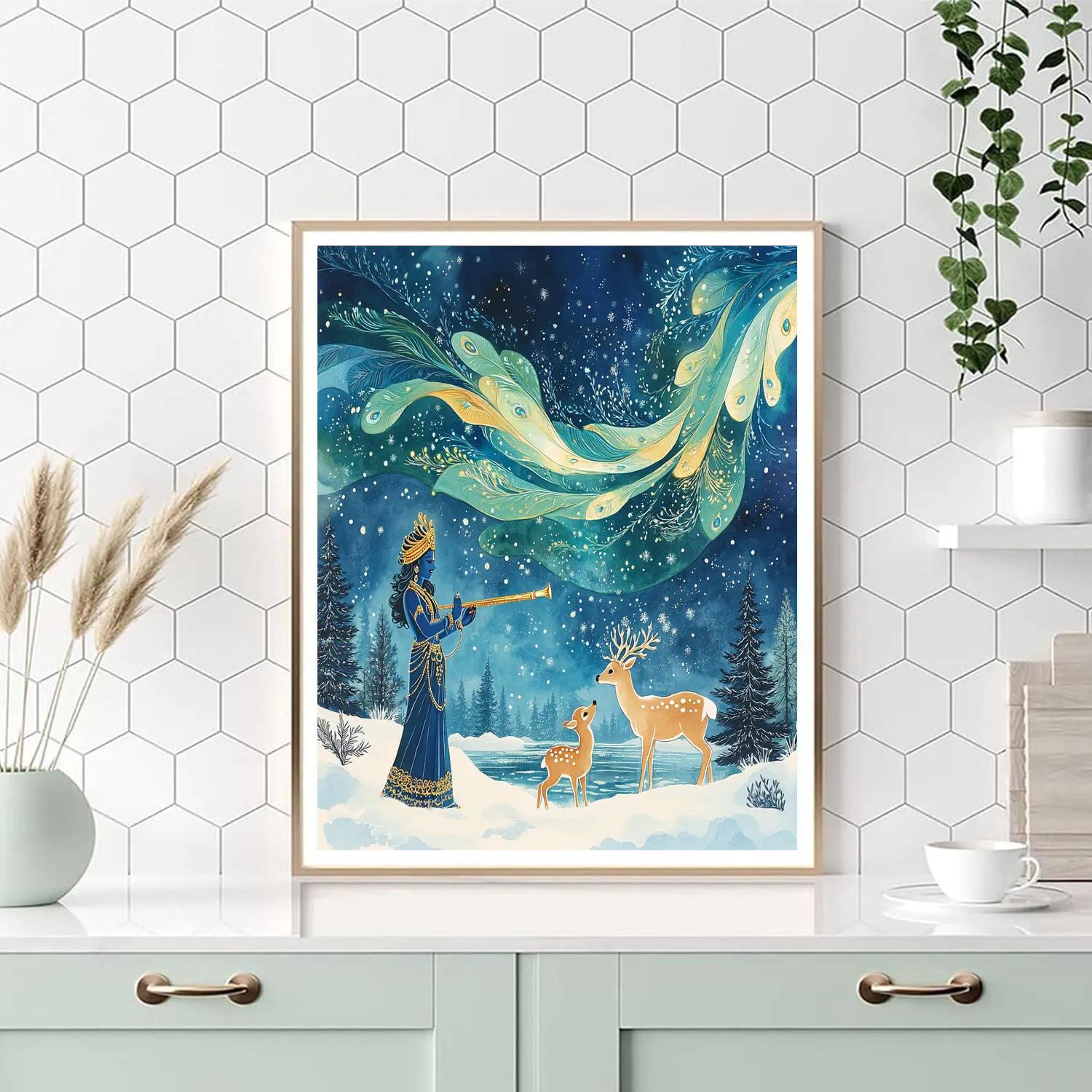 Krishna And The Aurora Flute Lesson Numbered painting kits