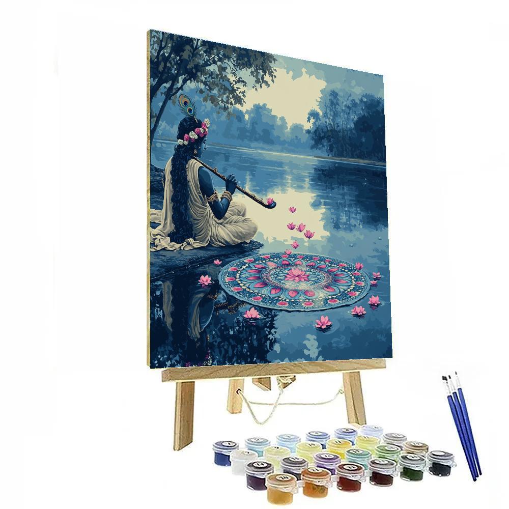 Krishna And The Mirror Lake Mandala Painting by numbers kit