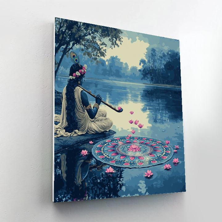 Krishna And The Mirror Lake Mandala Painting by numbers kit