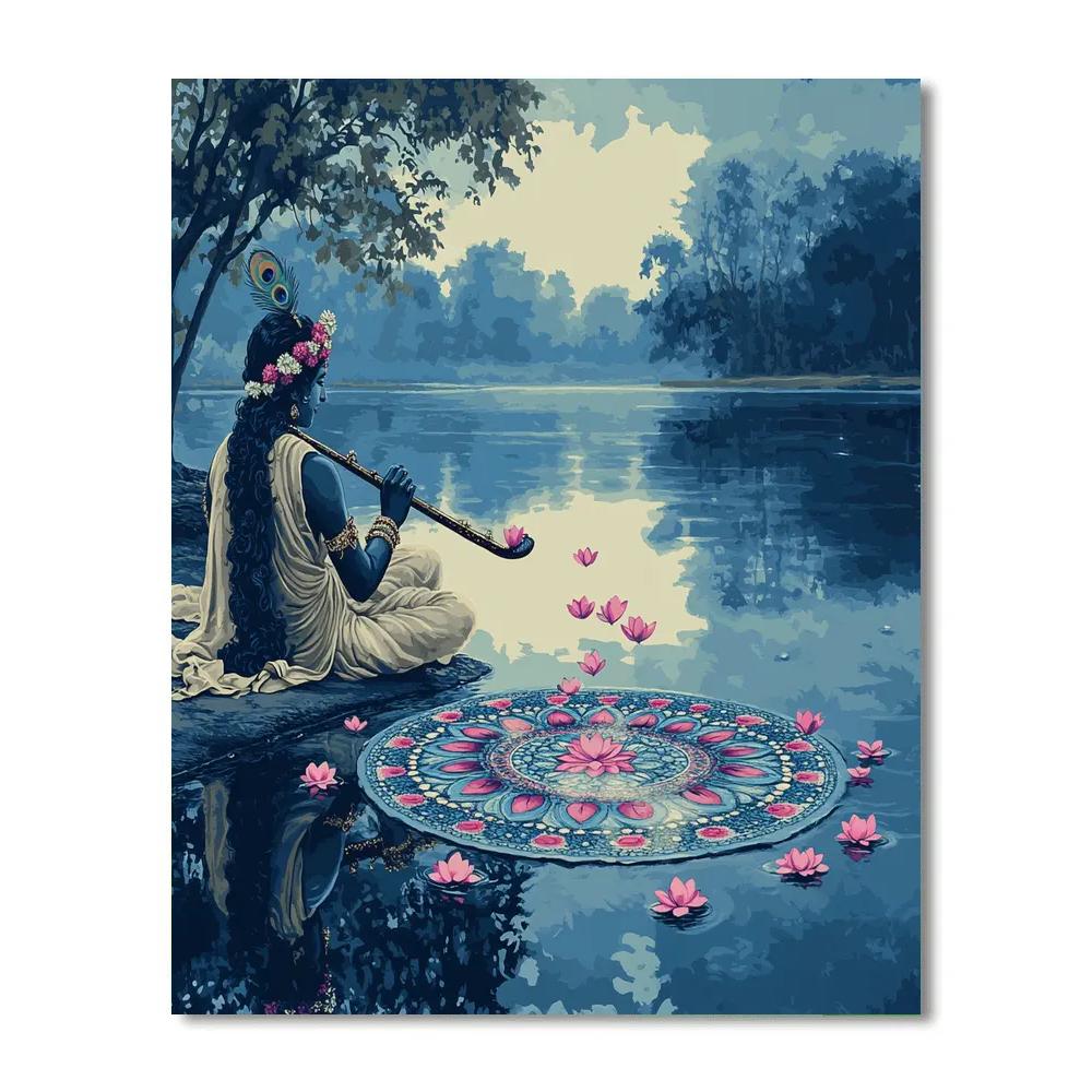Krishna And The Mirror Lake Mandala Painting by numbers kit