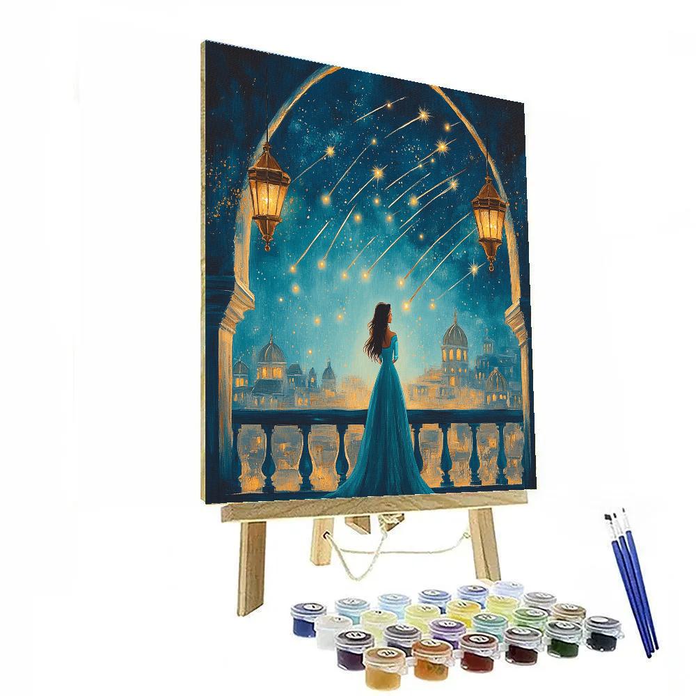 Jasmine Palace Balcony Shooting Stars Disney Inspired paint by numbers