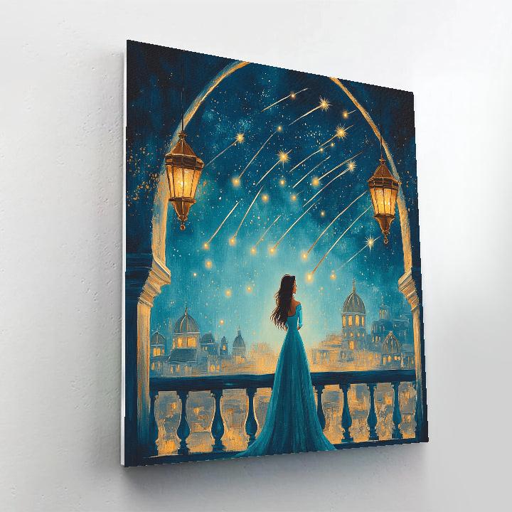 Jasmine Palace Balcony Shooting Stars Disney Inspired paint by numbers
