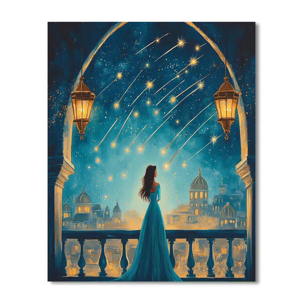 Jasmine Palace Balcony Shooting Stars Disney Inspired paint by numbers