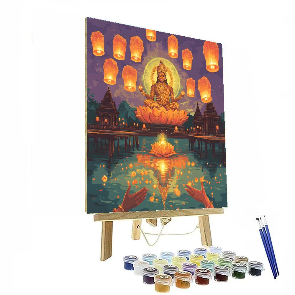 Brahma Festival Lanterns Across Sacred Lake Paint by numbers kits