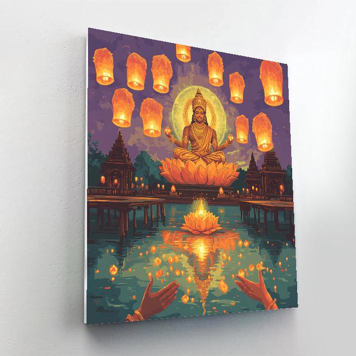 Brahma Festival Lanterns Across Sacred Lake Paint by numbers kits