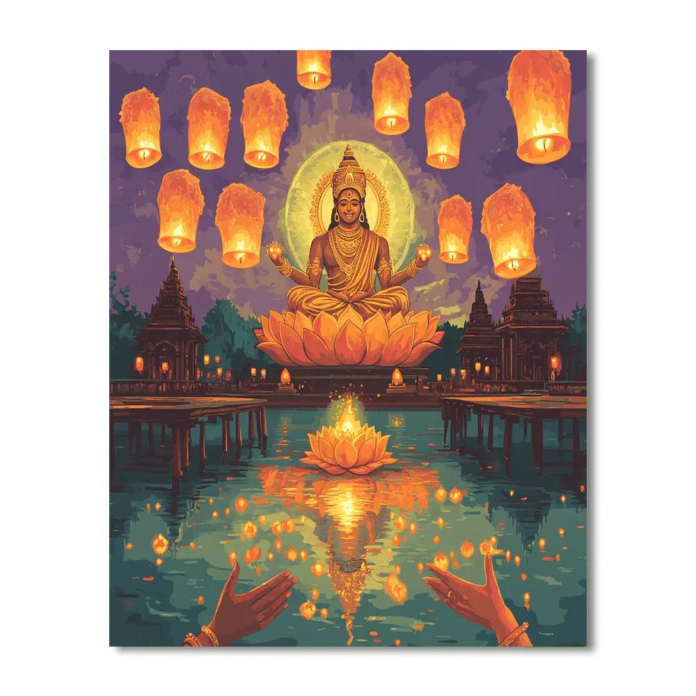Brahma Festival Lanterns Across Sacred Lake Paint by numbers kits