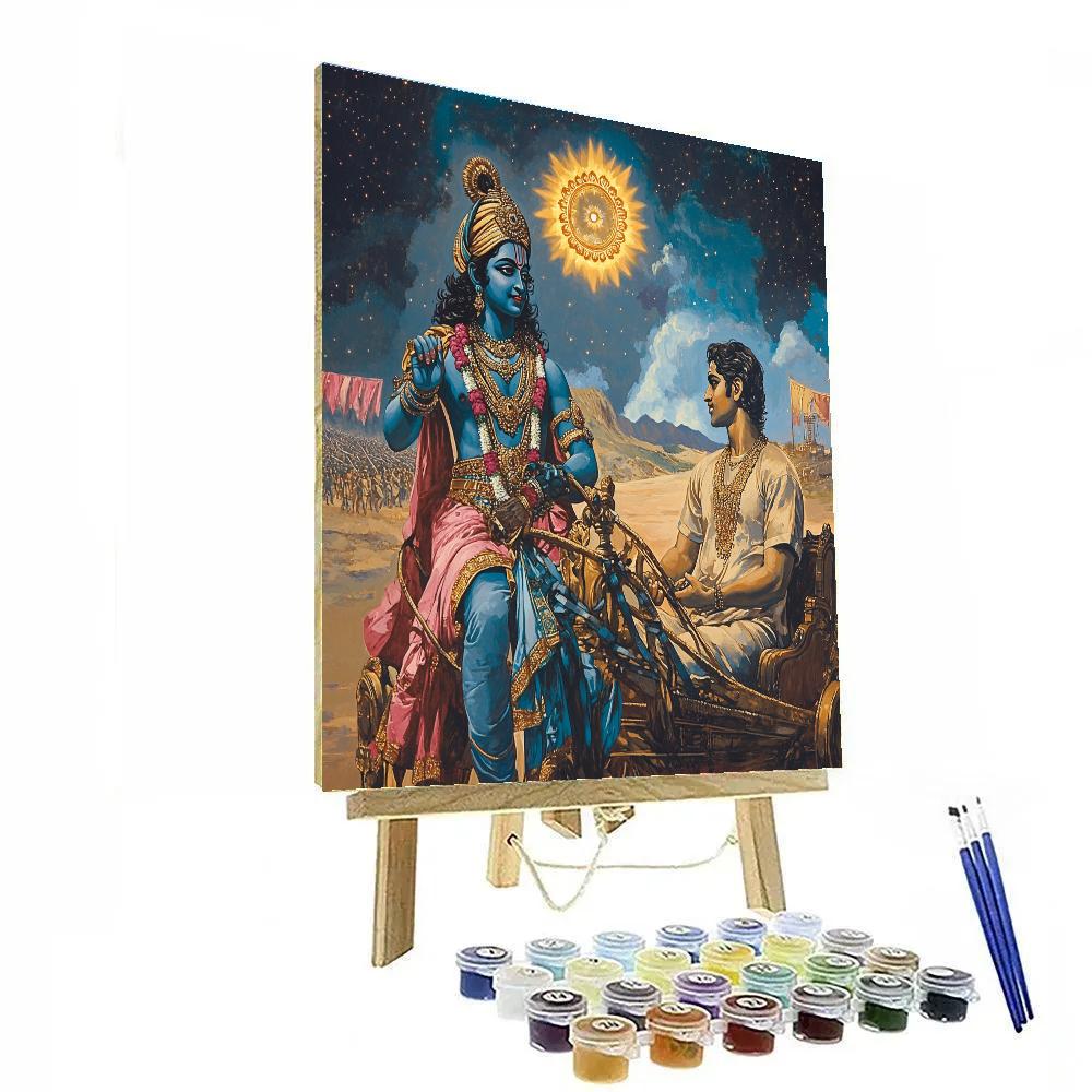 Krishna Guides The Chariot Through Nebula Dust Painting by numbers kit