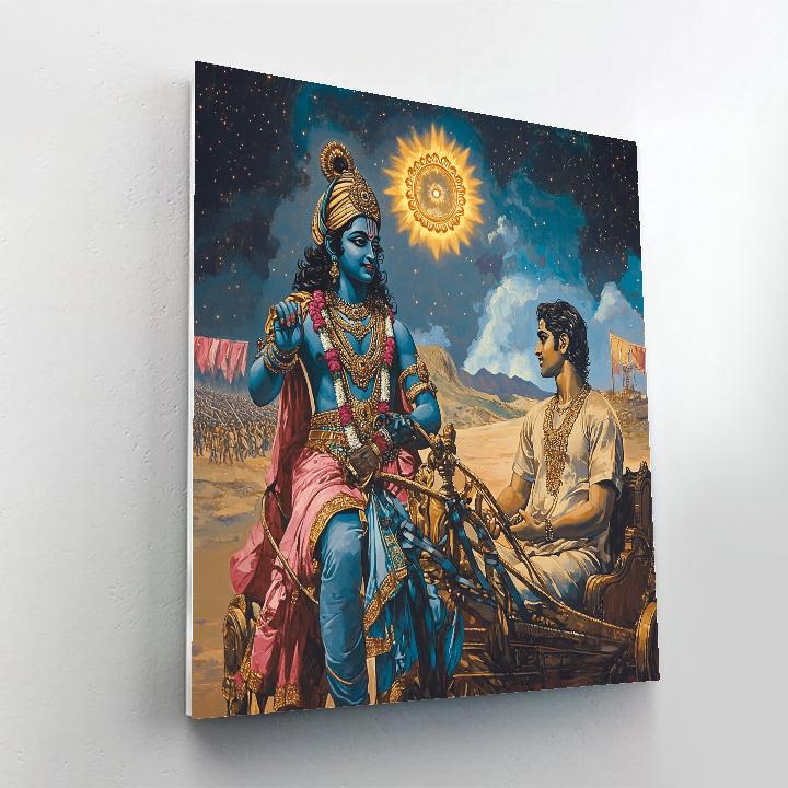 Krishna Guides The Chariot Through Nebula Dust Painting by numbers kit