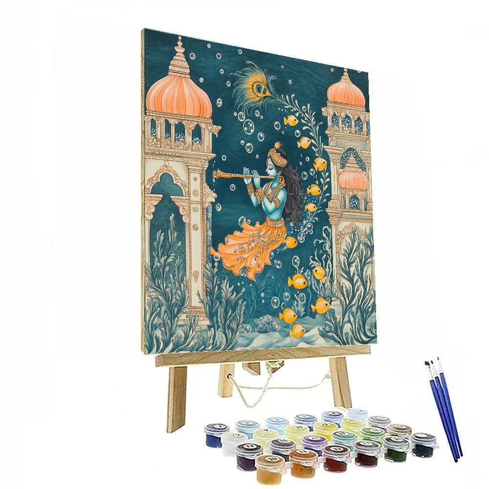 Krishna And The Coral Palace Flute Echoes painting number kit