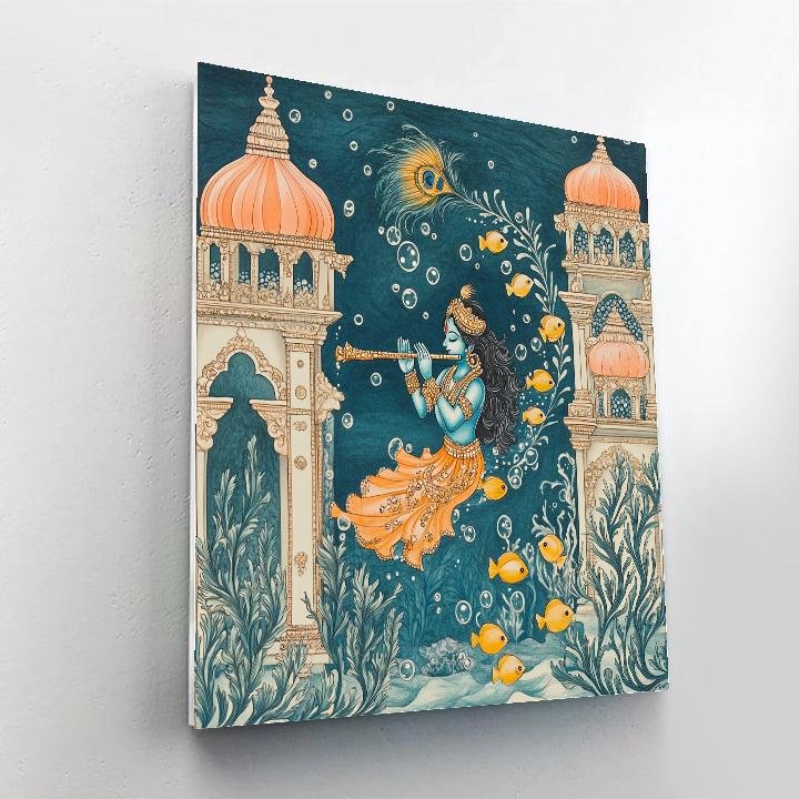 Krishna And The Coral Palace Flute Echoes painting number kit