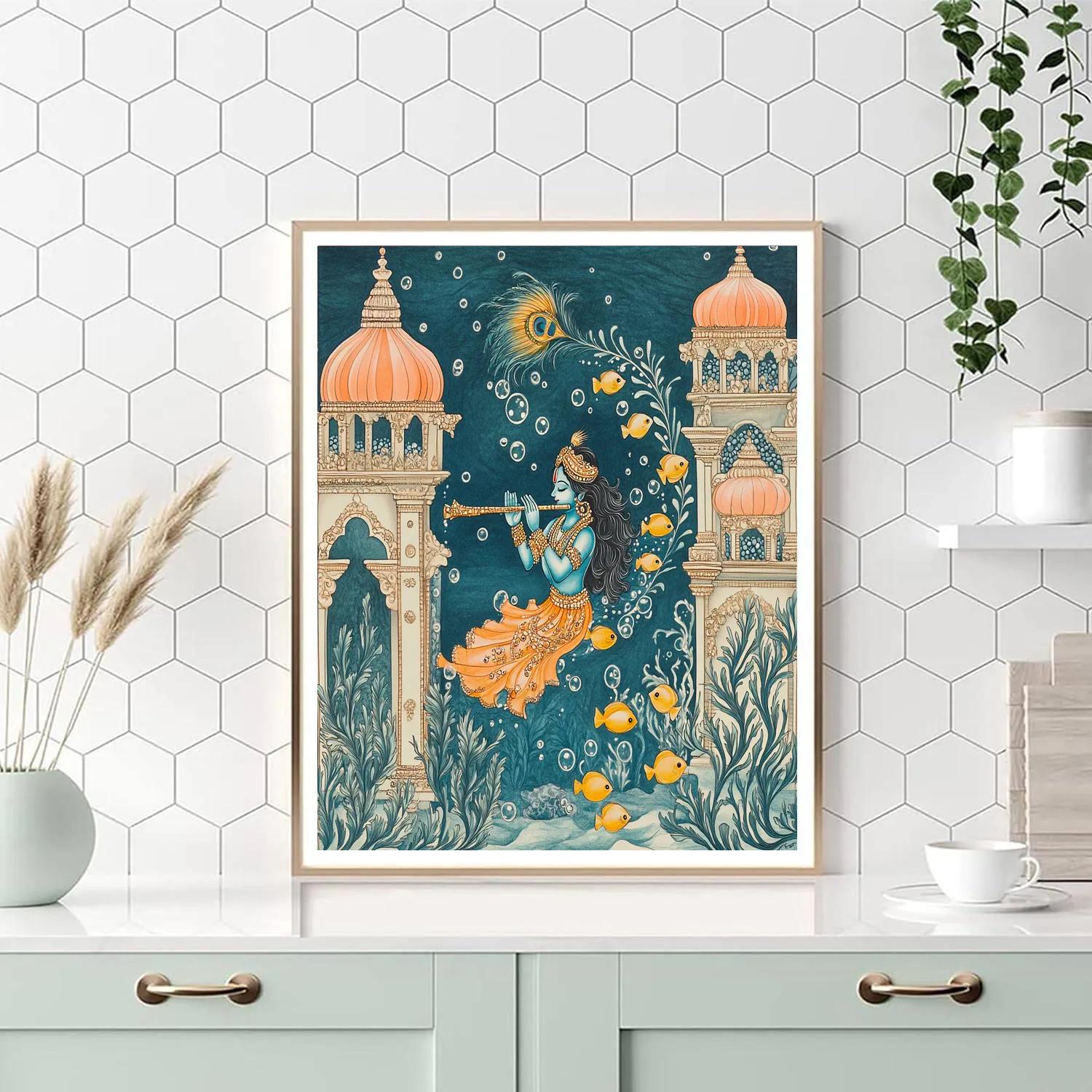 Krishna And The Coral Palace Flute Echoes painting number kit