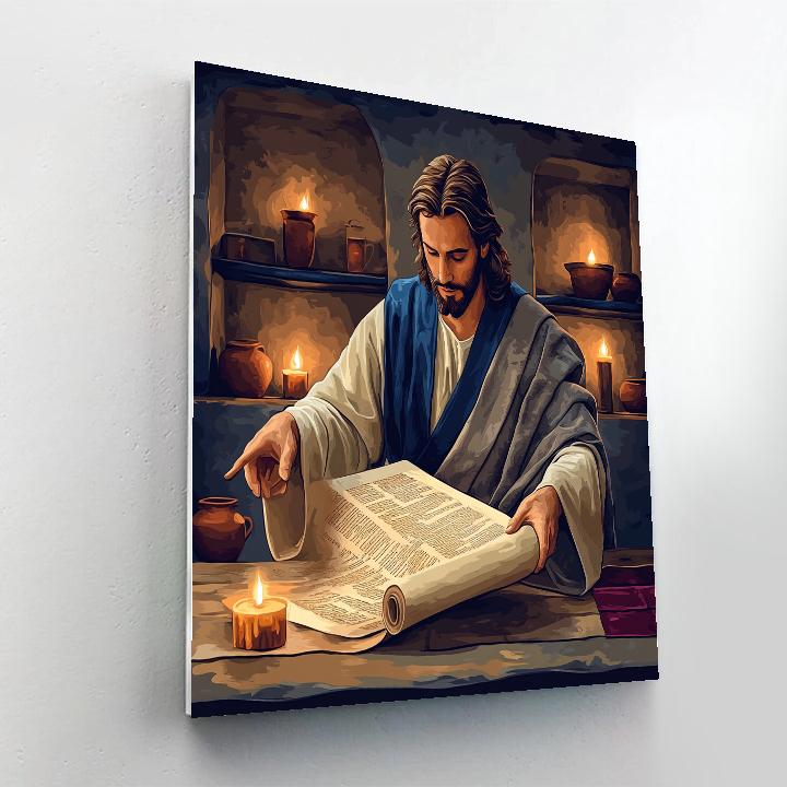 Jesus Teaching By Candlelit Scrolls paint by number