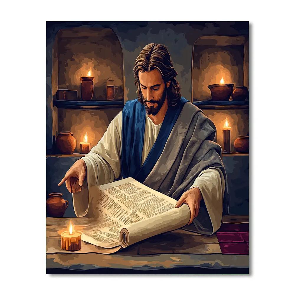 Jesus Teaching By Candlelit Scrolls paint by number