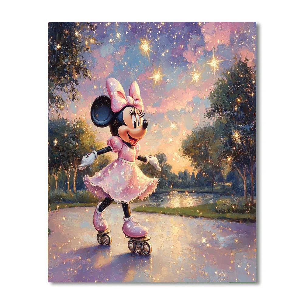 Minnie Mouse Starry Roller Skating Disney Inspired Numbered painting kits
