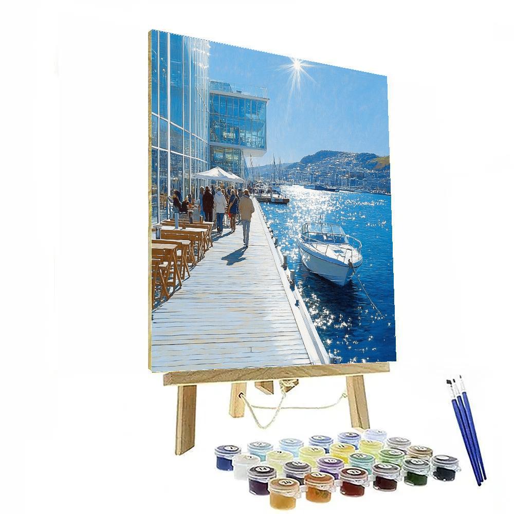 Modern Waterfront Lines At Aker Brygge, Oslo, Norway Paint by numbers art