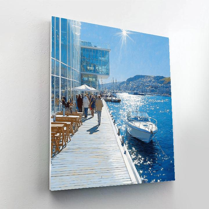 Modern Waterfront Lines At Aker Brygge, Oslo, Norway Paint by numbers art