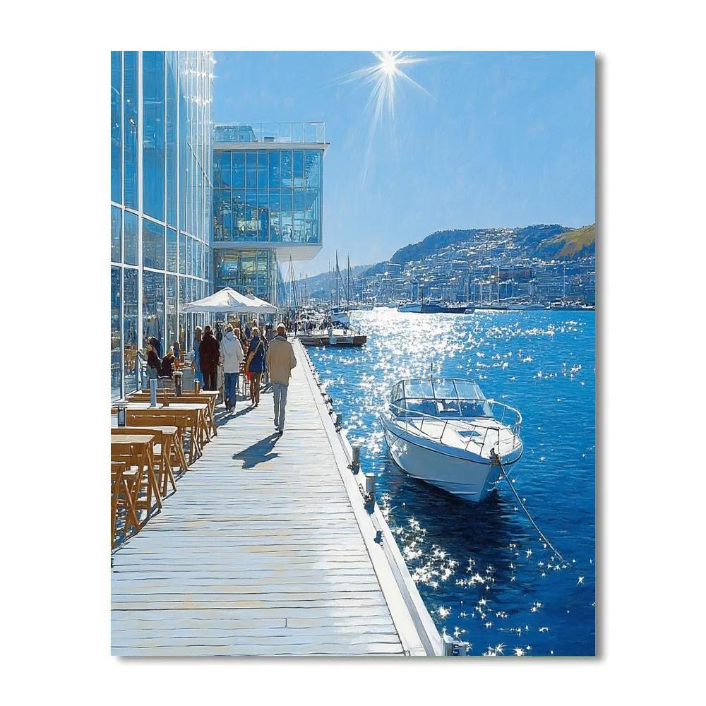 Modern Waterfront Lines At Aker Brygge, Oslo, Norway Paint by numbers art