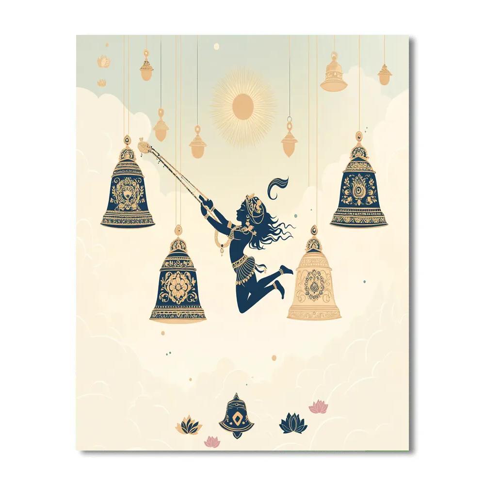 Krishna And The Floating Temple Bells paint by color
