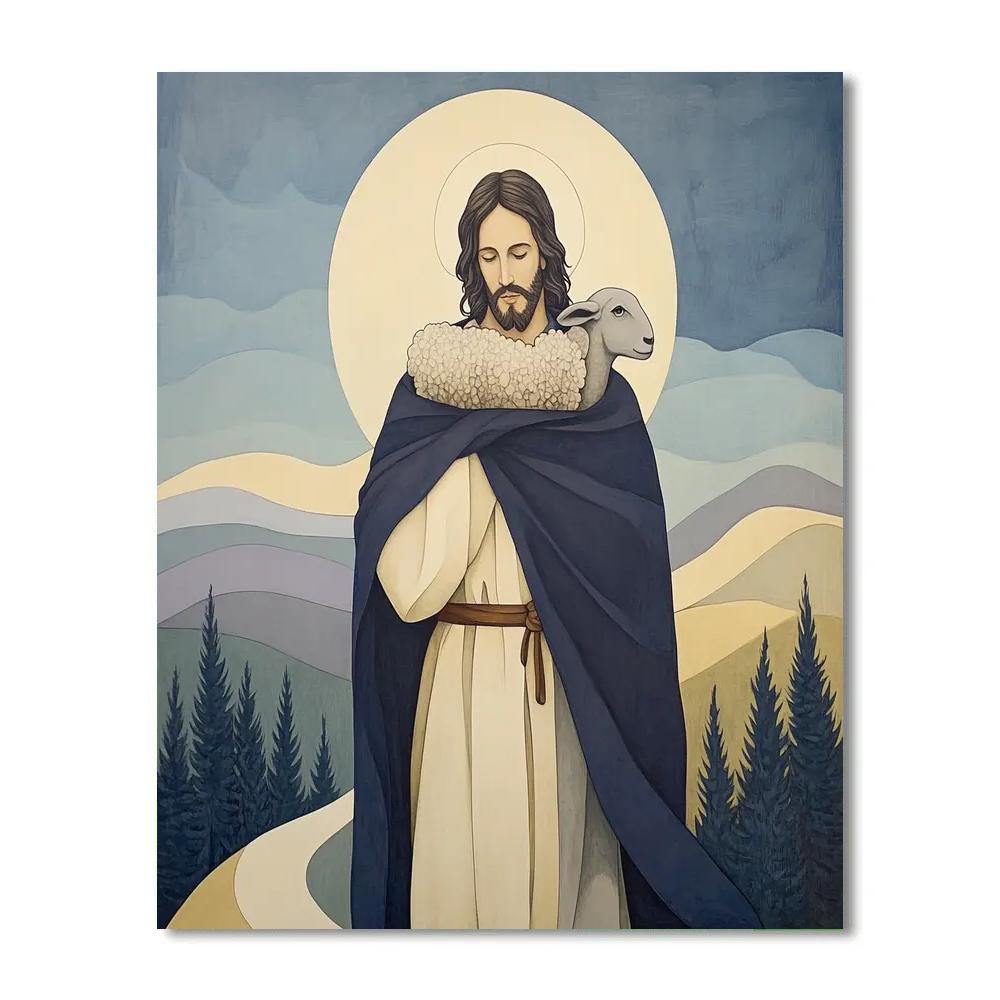 Jesus And The Lost Sheep Night Ridge Painting by numbers kit