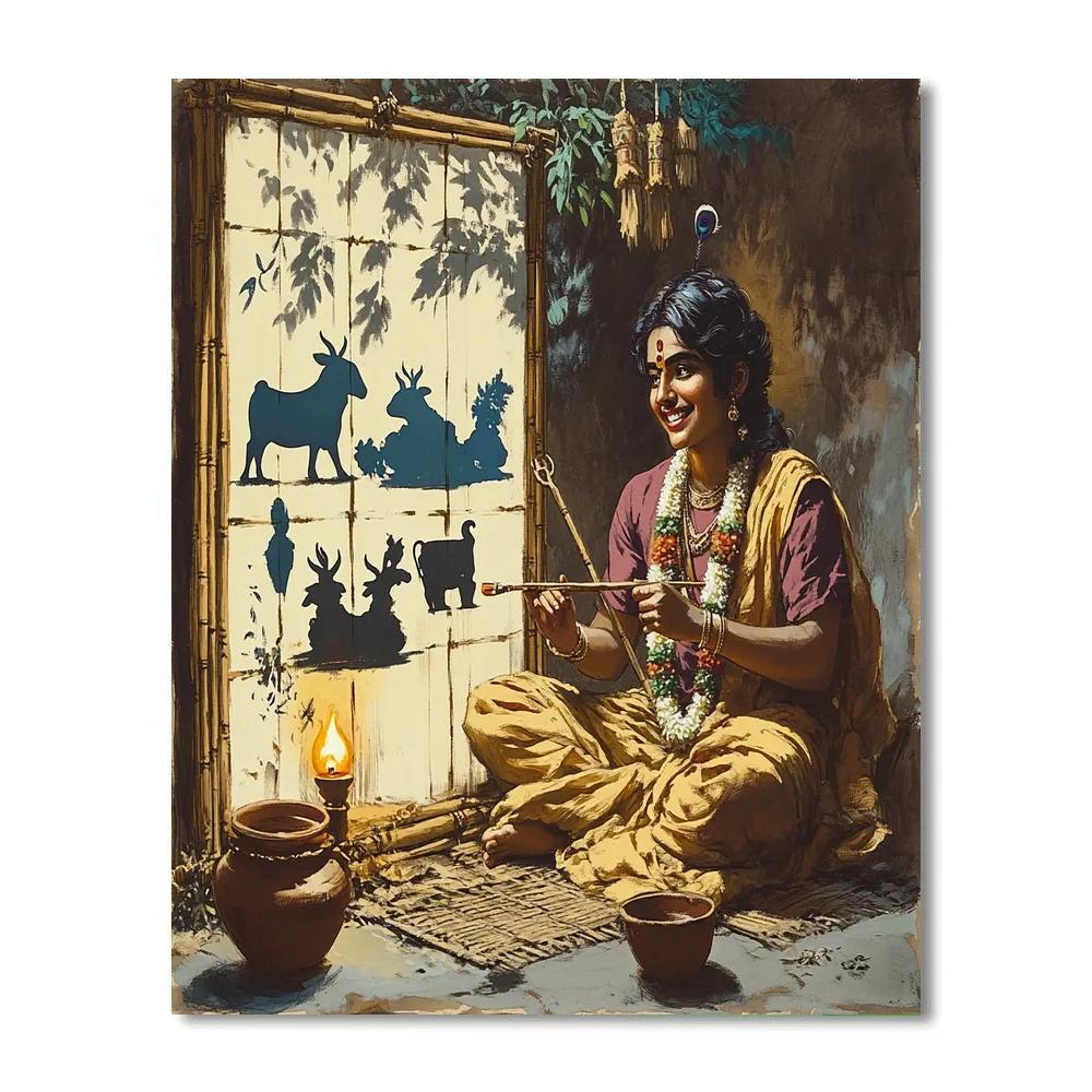 Krishna The Bamboo Shadow Puppet Maker paint by numbers