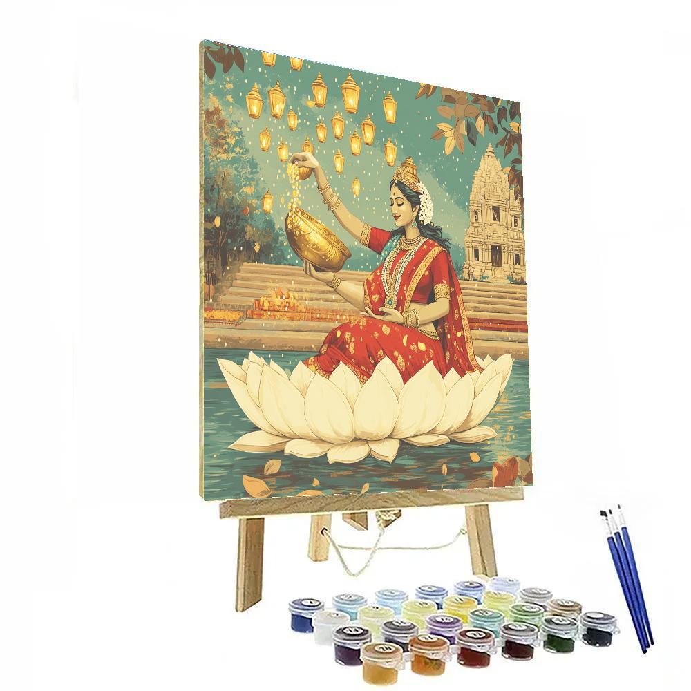 Festival Lanterns With Lakshmi Blessing paint by number