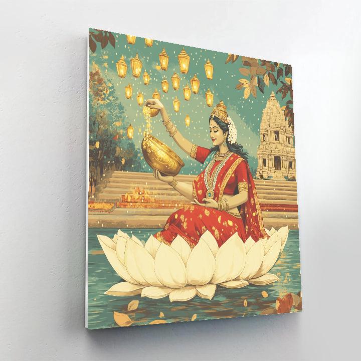 Festival Lanterns With Lakshmi Blessing paint by number