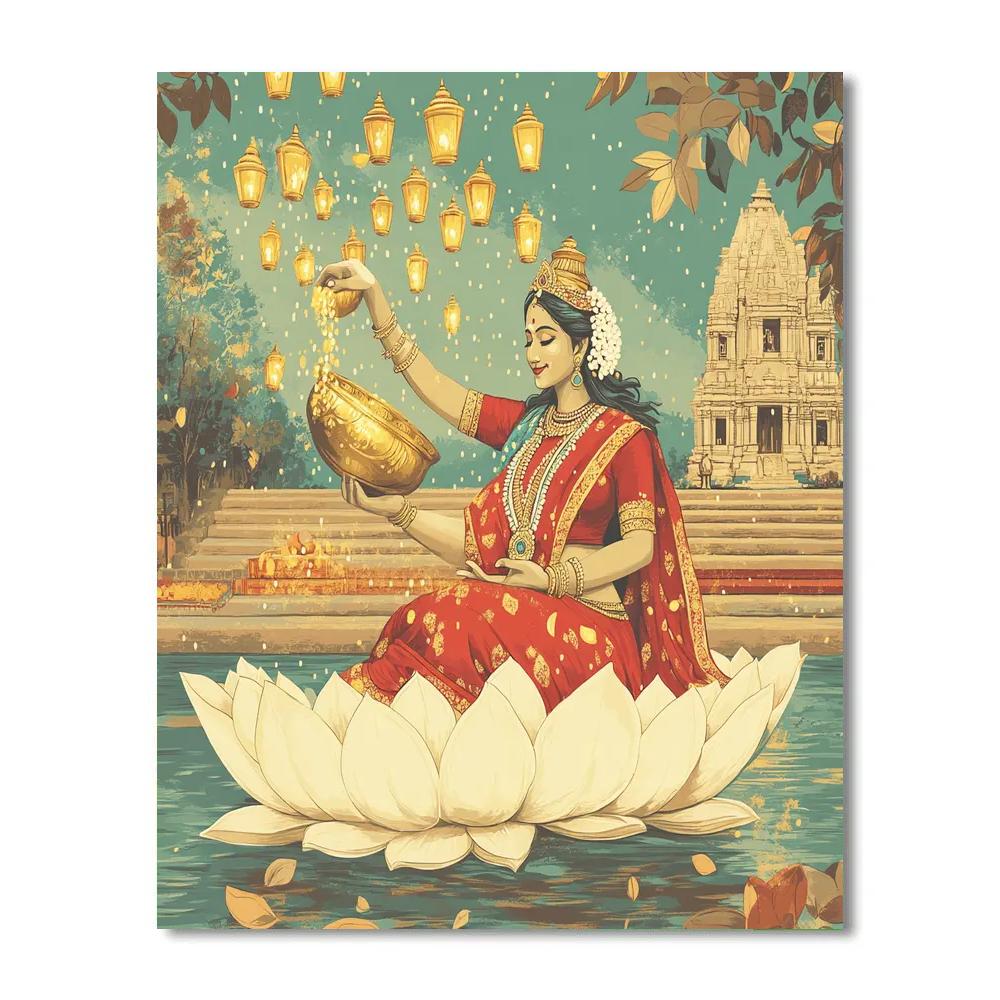 Festival Lanterns With Lakshmi Blessing paint by number