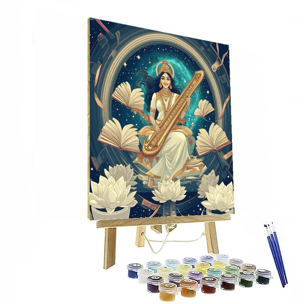Saraswati In The Orbital Manuscript Garden Painting by numbers kit