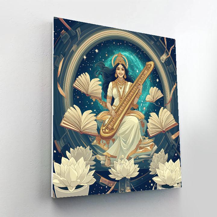 Saraswati In The Orbital Manuscript Garden Painting by numbers kit