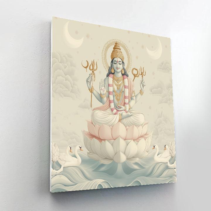 Vishnu On The Milk Ocean Under Moon Petals Numbered painting kits
