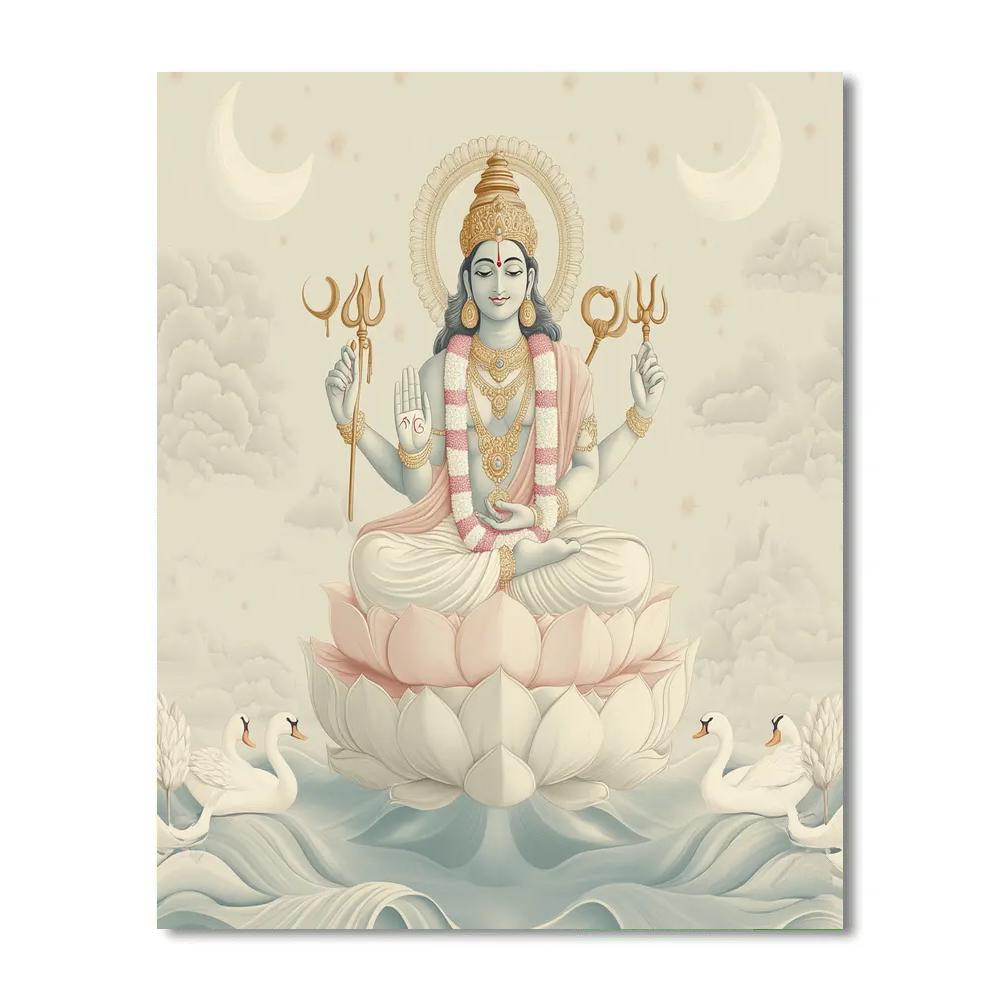 Vishnu On The Milk Ocean Under Moon Petals Numbered painting kits