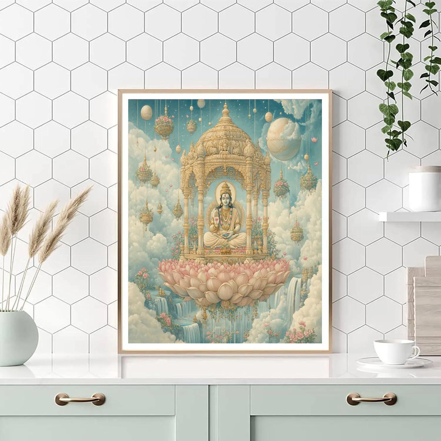 Brahma Floating Pavilion In Cloud Garden paint by numbers