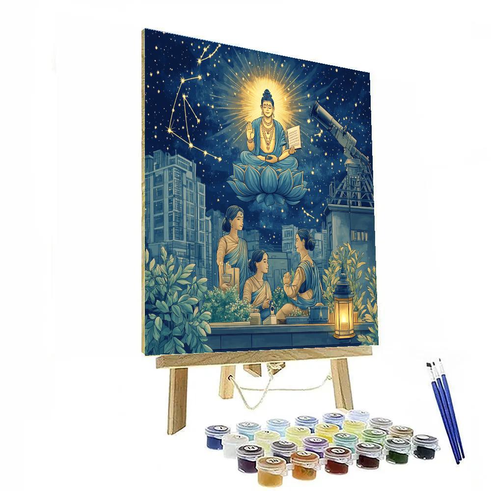 City Rooftop Stargazing With Brahma Blessing painting number kit
