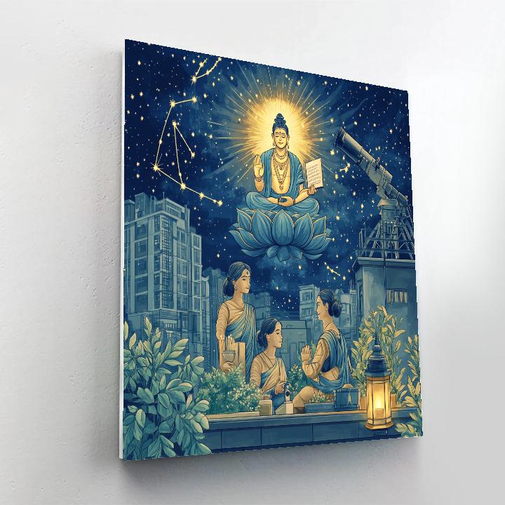 City Rooftop Stargazing With Brahma Blessing painting number kit