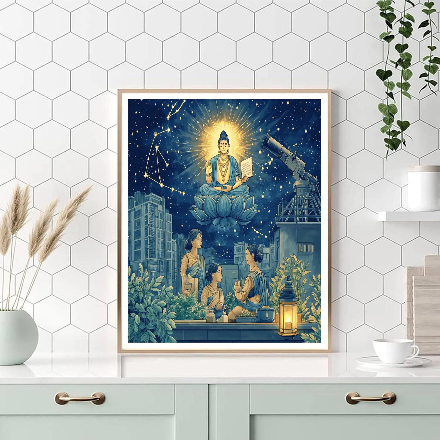 City Rooftop Stargazing With Brahma Blessing painting number kit