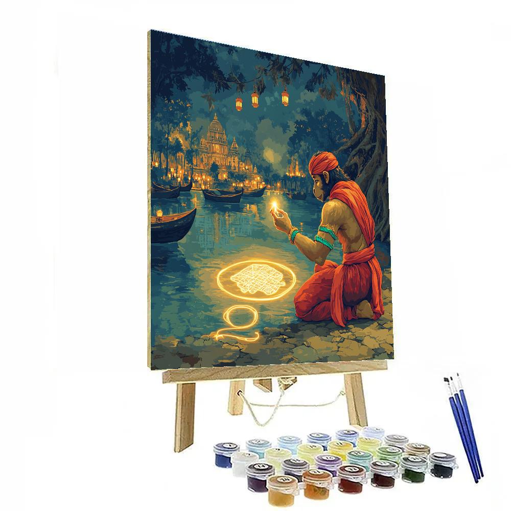 Hanuman With River Map Lanterns paint by numbers