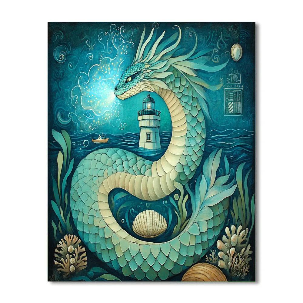Tideglass Dragon Lighthouse Guardian Numbered painting kits