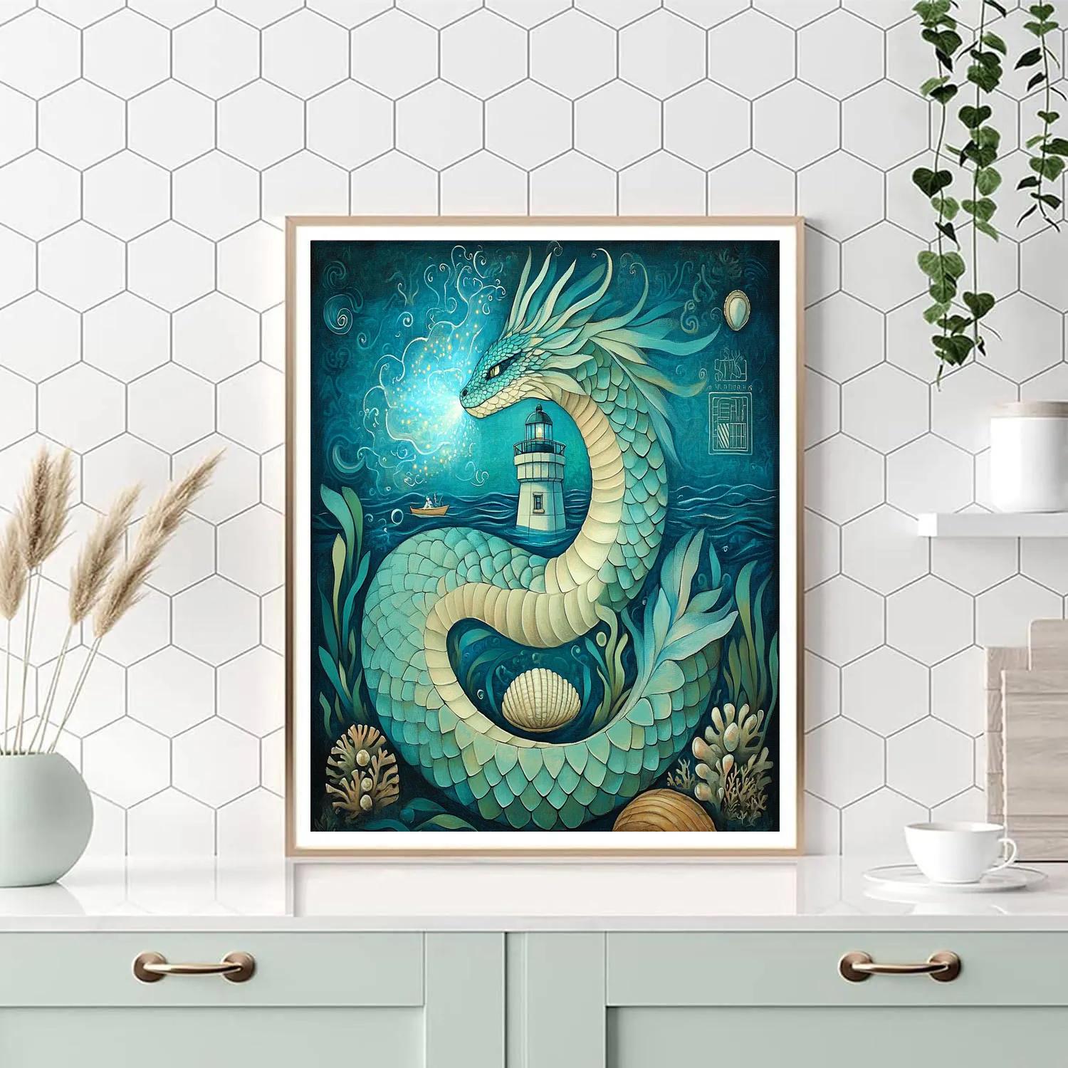 Tideglass Dragon Lighthouse Guardian Numbered painting kits