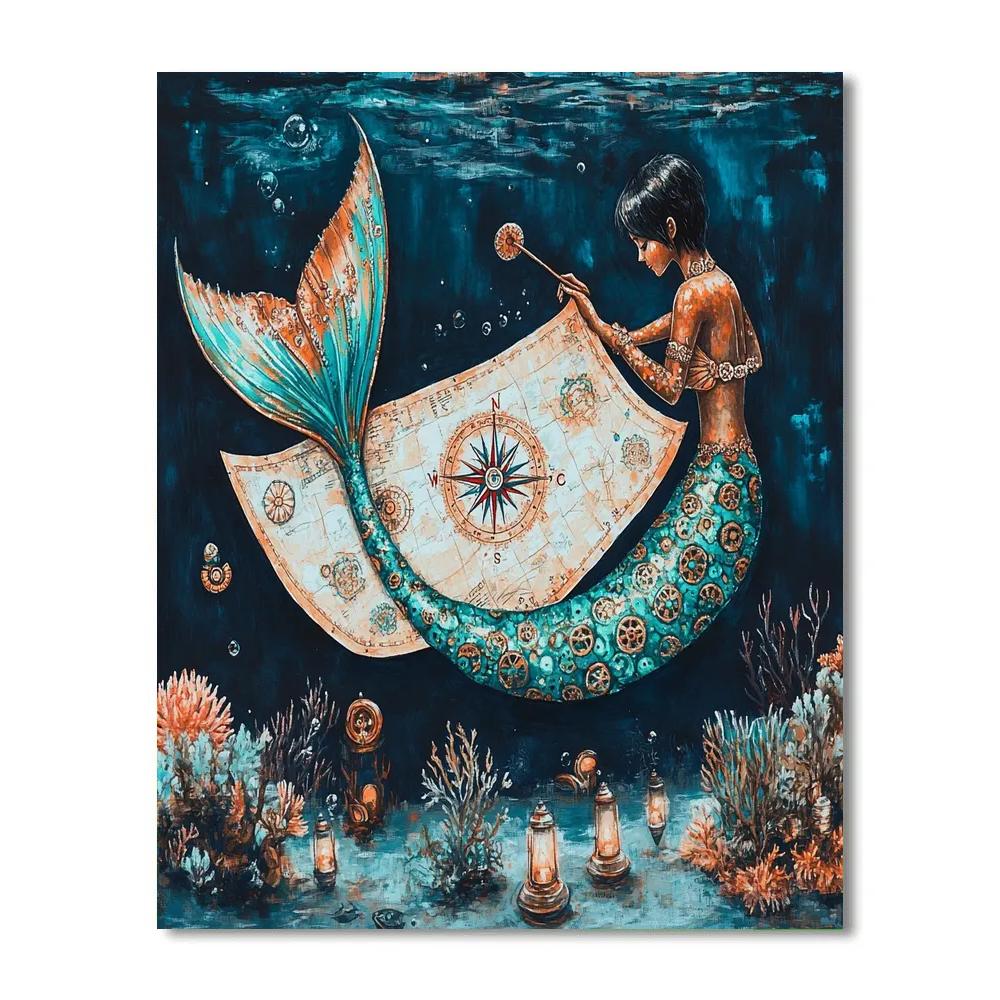 Clockwork Reef Mermaid Cartographer paint by numbers