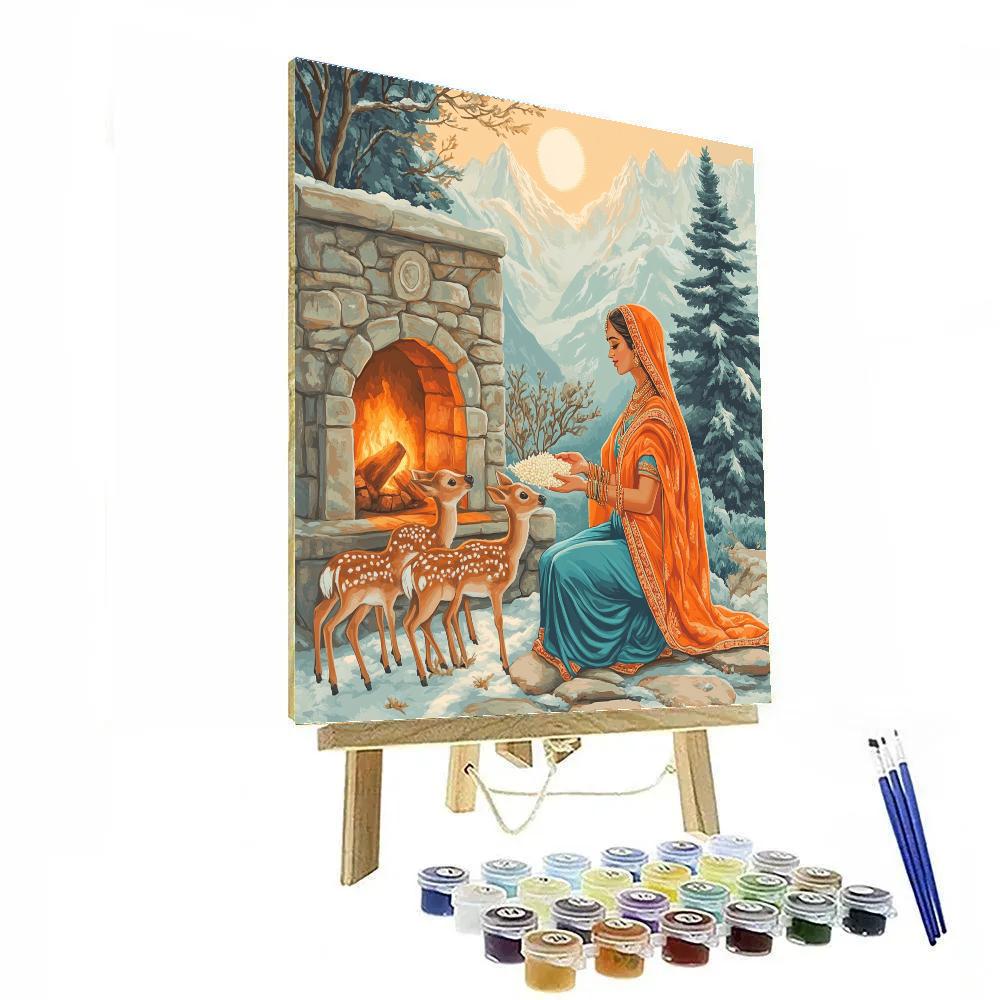Mountain Hearth Parvati, Snowlight Blessing painting number kit