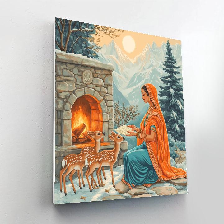 Mountain Hearth Parvati, Snowlight Blessing painting number kit