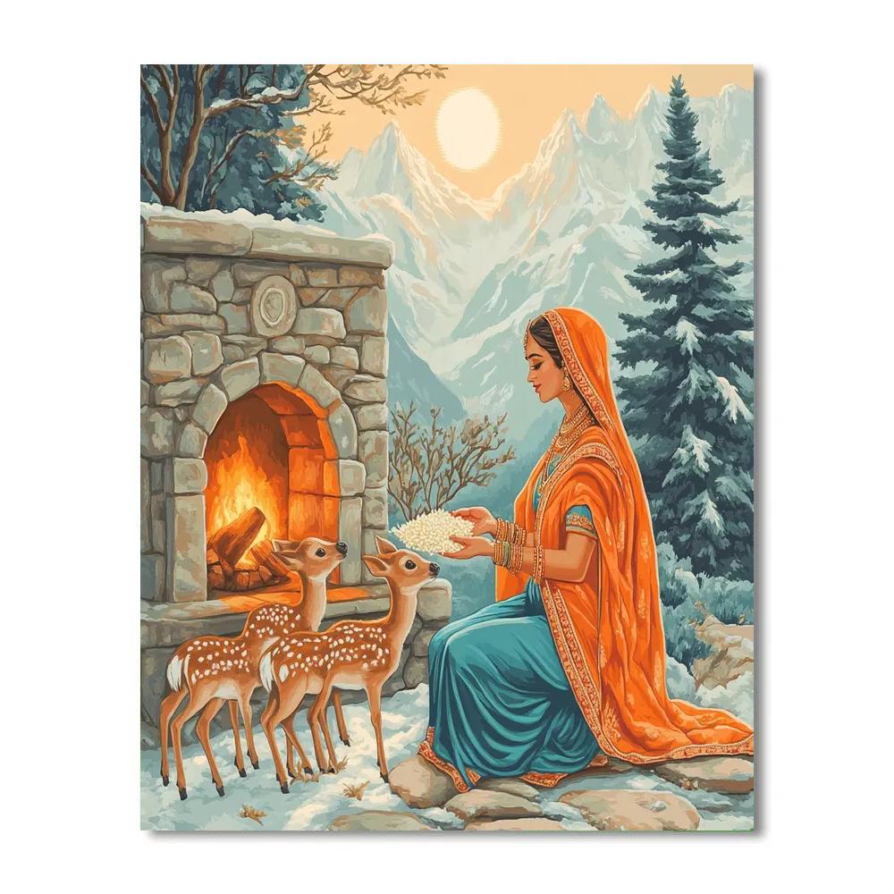 Mountain Hearth Parvati, Snowlight Blessing painting number kit