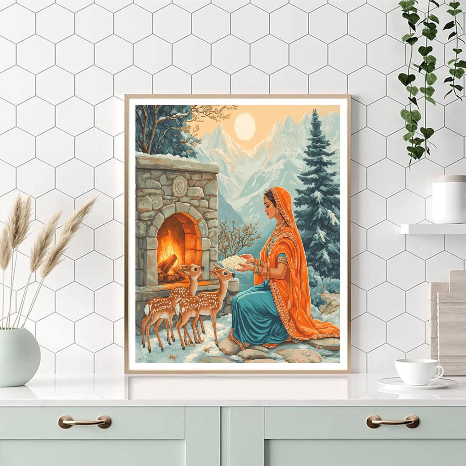 Mountain Hearth Parvati, Snowlight Blessing painting number kit